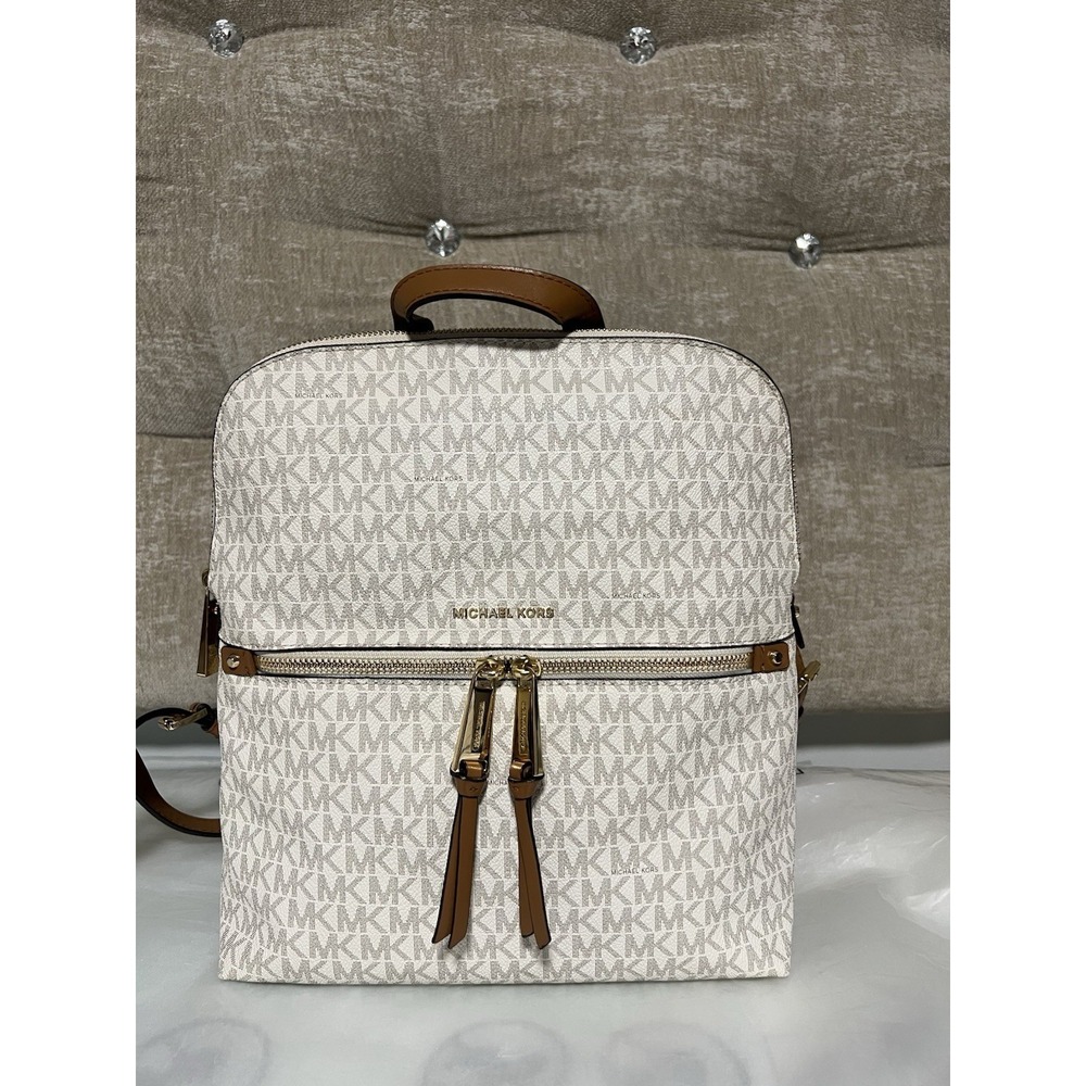 Michael Kors Rhea Medium Slim Signature Backpack, Vanilla, style 30H6GEZB2V